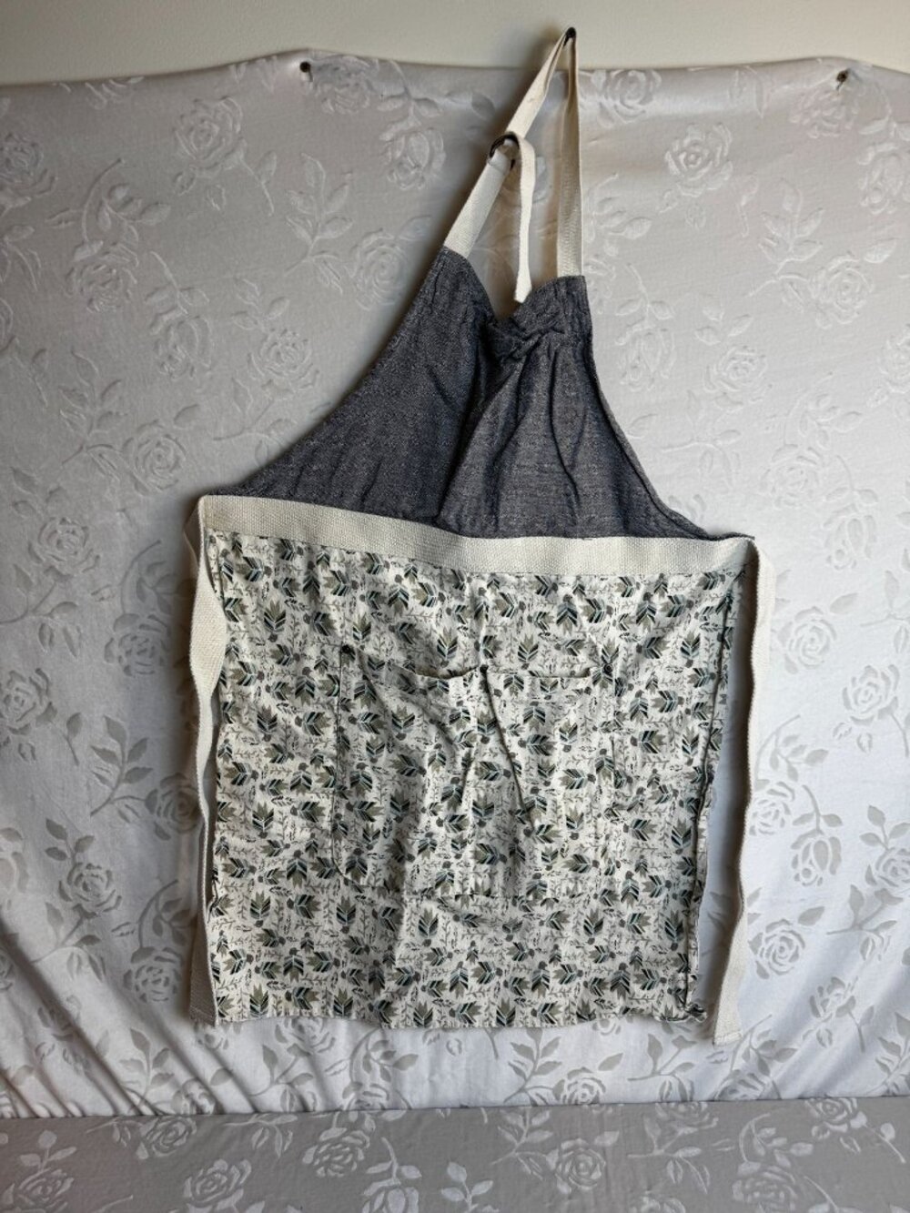Floral & Denim Kitchen Apron With Pockets By Envogue Shabby Country Artist